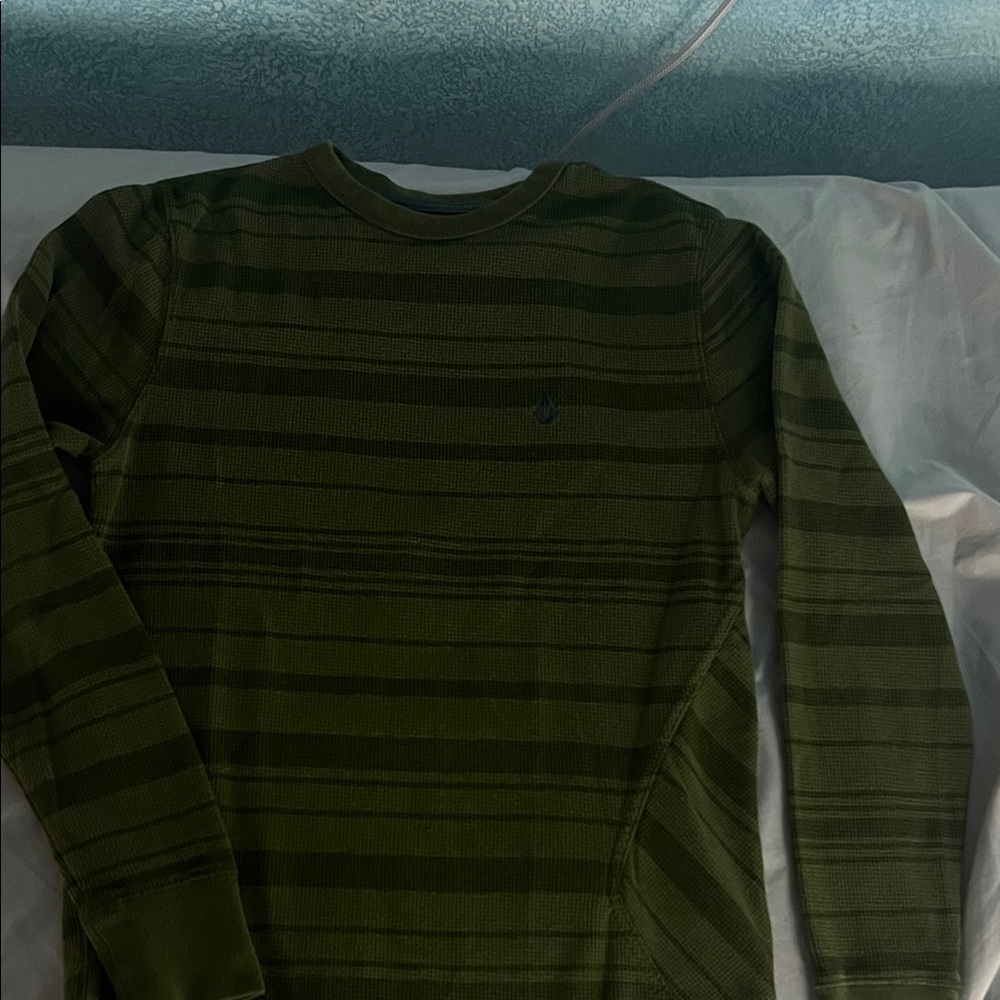 Volcom Olive Striped Long Sleeve Tee